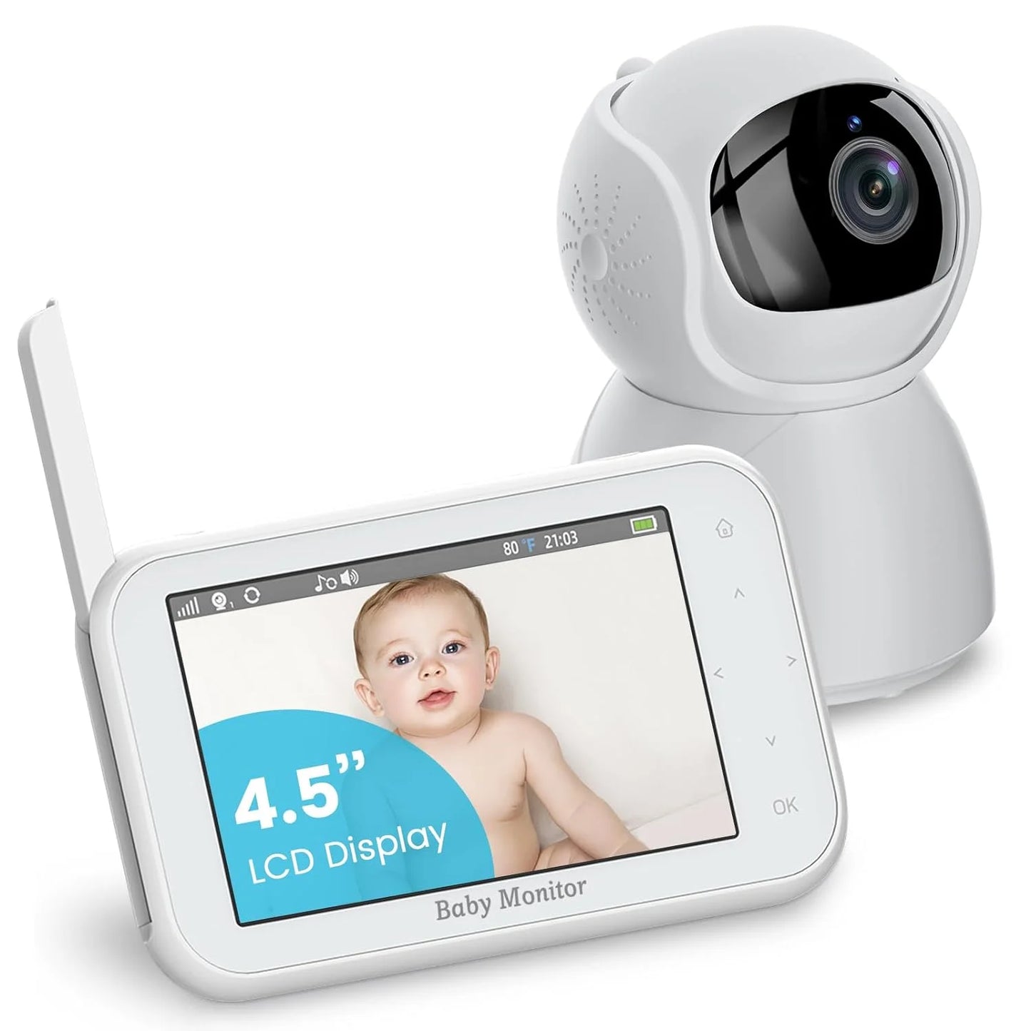 1080P HD WiFi Baby Monitor with Two-Way Video Call, 2.8” Screen, AI Motion Detection, Full-Color Night Vision, Ideal for Home Security and Monitoring Babies, Pets, and the Elderly