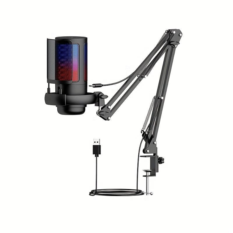 USB PC Condenser Microphone,1 Set Computer Condenser Mic with RGB Light & Cantilever Mount,Audio & Video Accessories,Live Adjustable Audio Device with Gaming Streaming Podcasting Recording Discord Twitch Youtube,Live Broadcast Equipment
