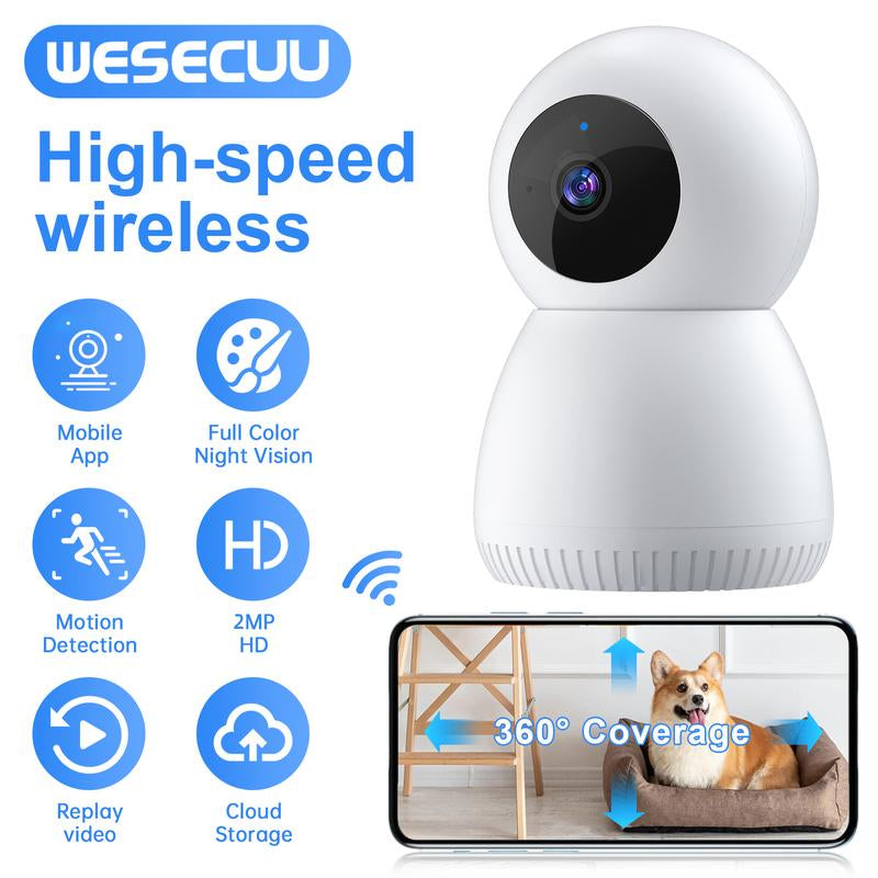 WESECUU Smart Pet/Home Security Camera 2.4G&5G with Eseecloud App,Night Vision,2 Way Talk,Pet Motion Detection,24/7 Cloud&Sd,Works with Alexa Security