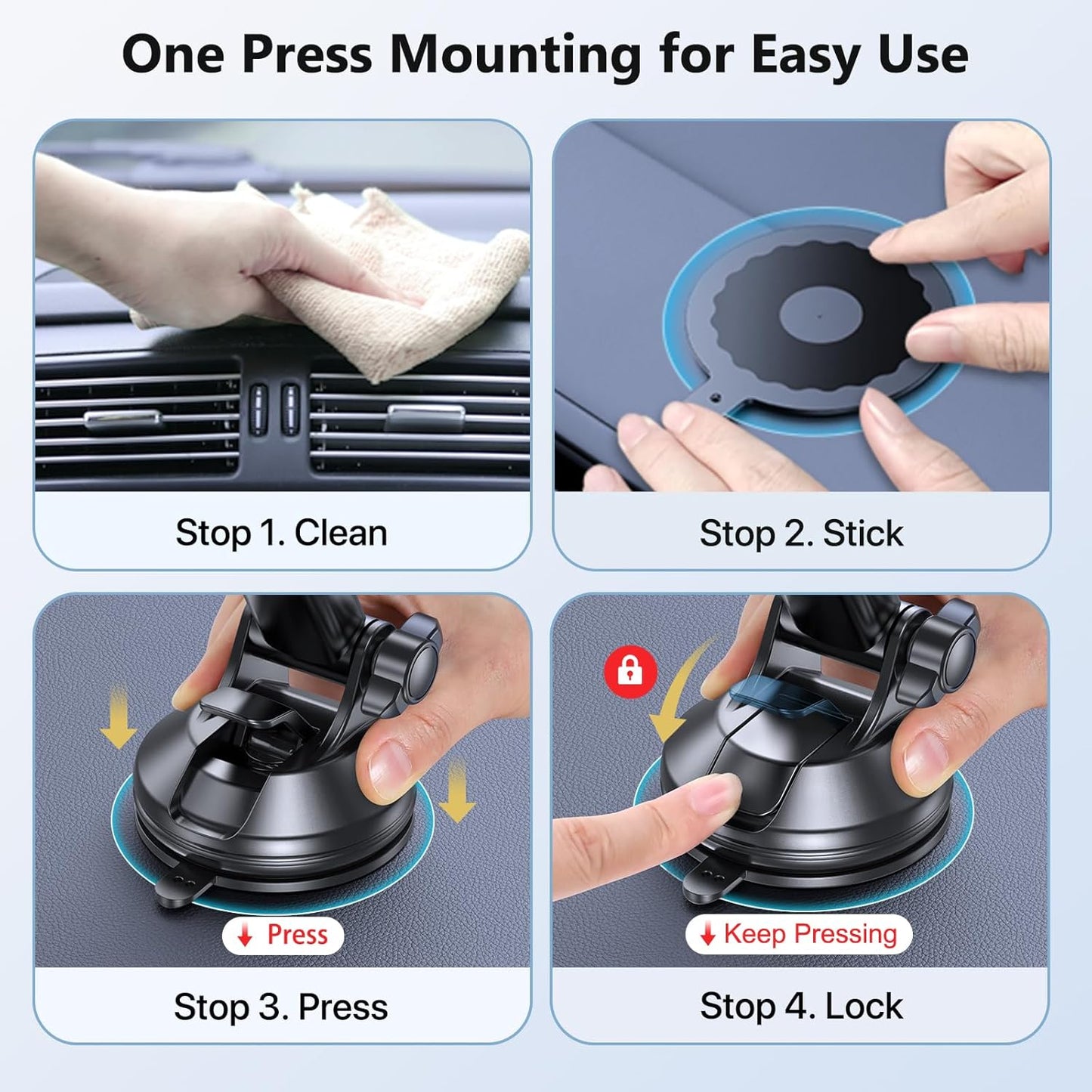 3-In-1 Car Phone Holder Mount, Universal Cell Phone Holders for Your Car Dashboard Air Vent Windshield Compatible with Iphone 16 15 14 13 12 11 Pro Max Xs XR X, Samsung