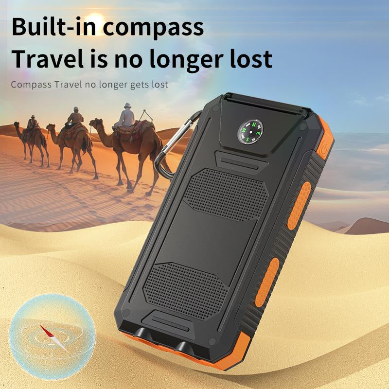 10000Mah Portable Charger Solar Power Bank Dual USB Output, Built-In Flashlight & Compass(Read the Instructions Carefully before Purchasing) Devices