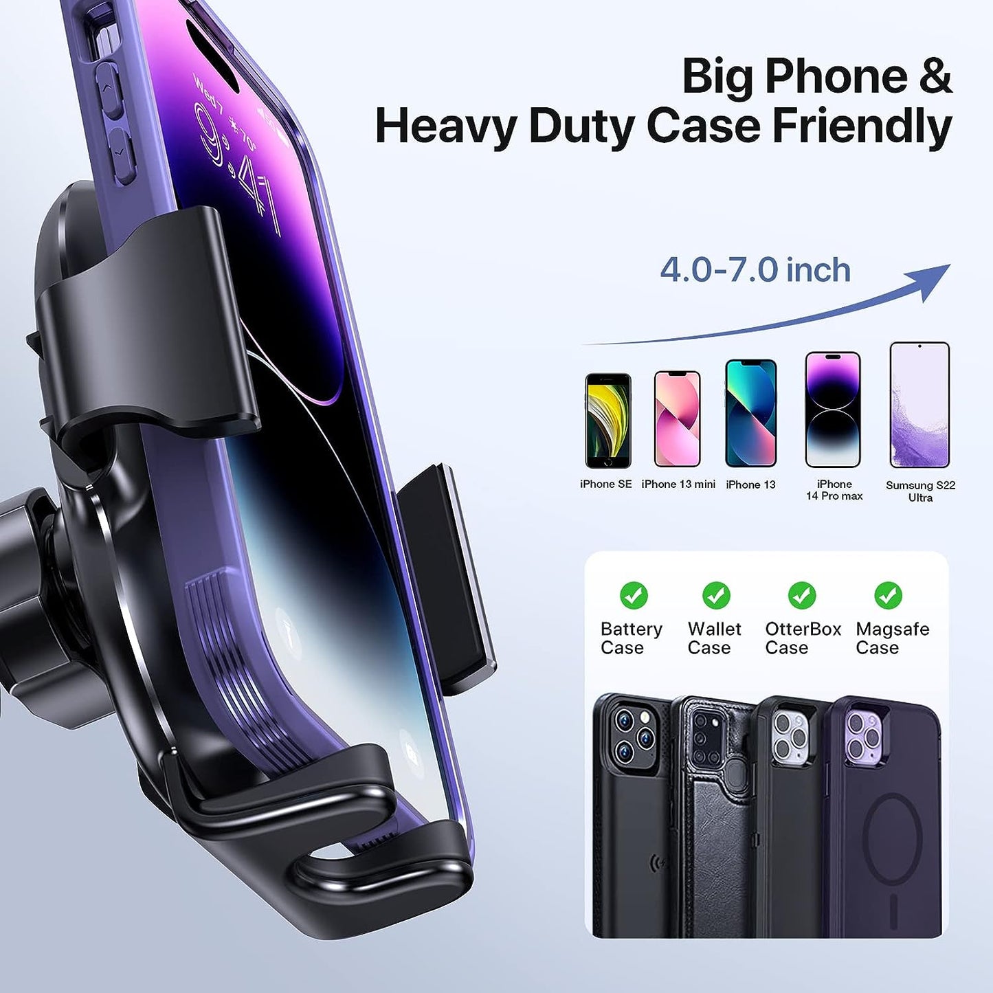 3-In-1 Car Phone Holder Mount, Universal Cell Phone Holders for Your Car Dashboard Air Vent Windshield Compatible with Iphone 16 15 14 13 12 11 Pro Max Xs XR X, Samsung