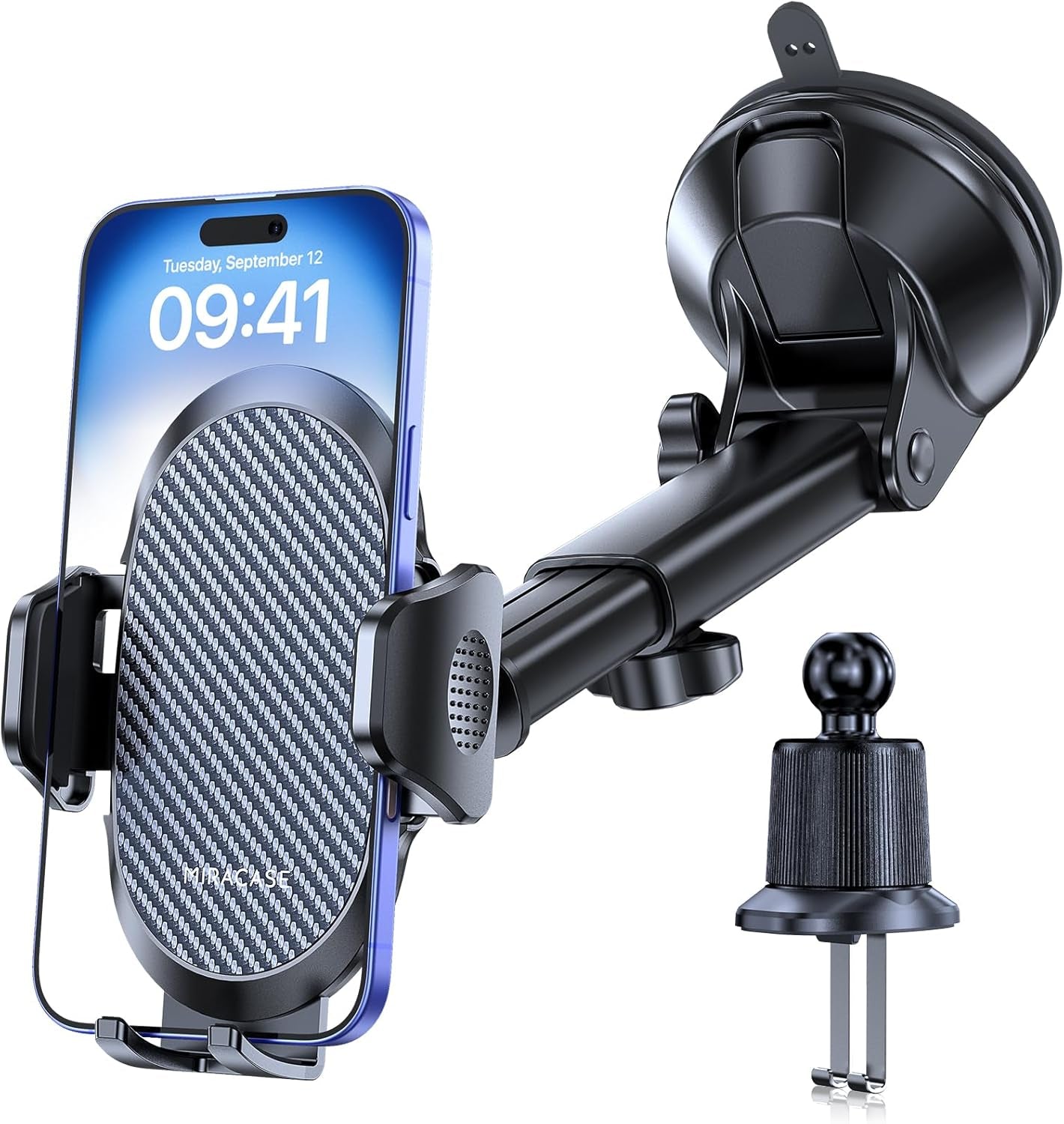3-In-1 Car Phone Holder Mount, Universal Cell Phone Holders for Your Car Dashboard Air Vent Windshield Compatible with Iphone 16 15 14 13 12 11 Pro Max Xs XR X, Samsung