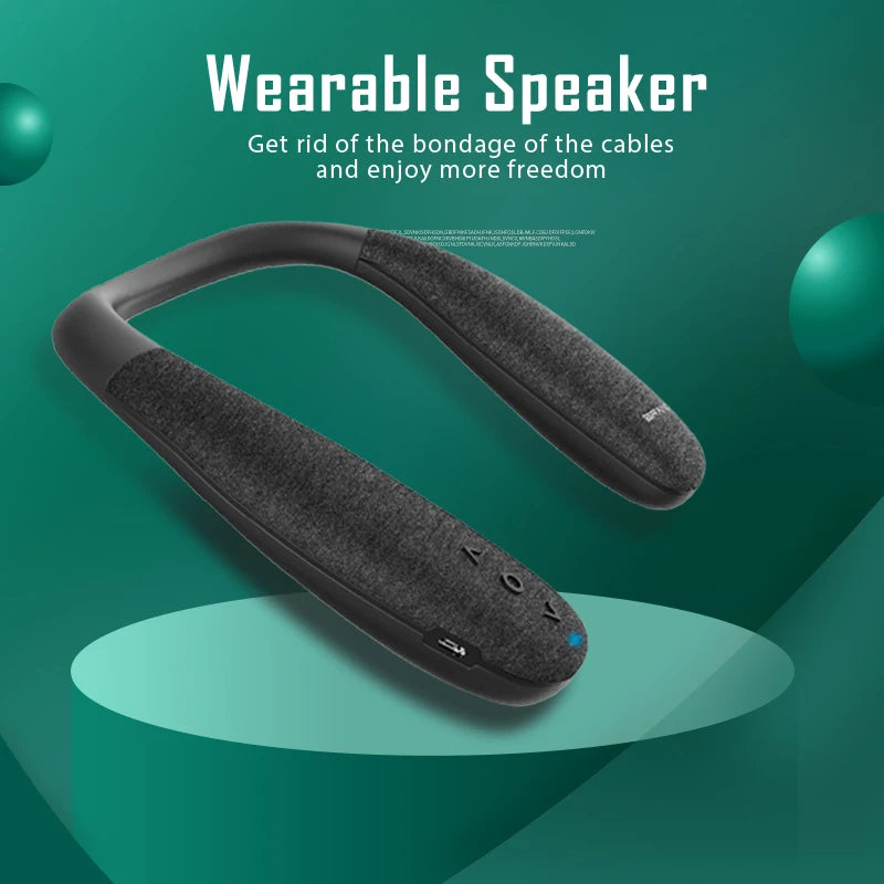 Wireless Neckband Speaker Wearable Surround Sound Bluetooth Neck Speakers with Microphone for TV Gaming Free Hands