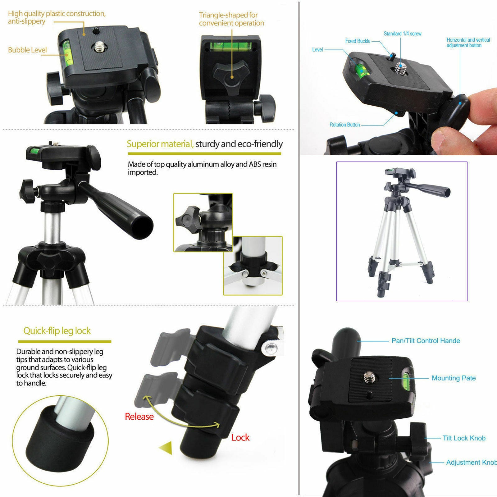 Professional Camera Tripod Stand Holder Mount for Cell Phone, Portable Tripod, Mobile Phone Live Stream Holder, Camera Tripod