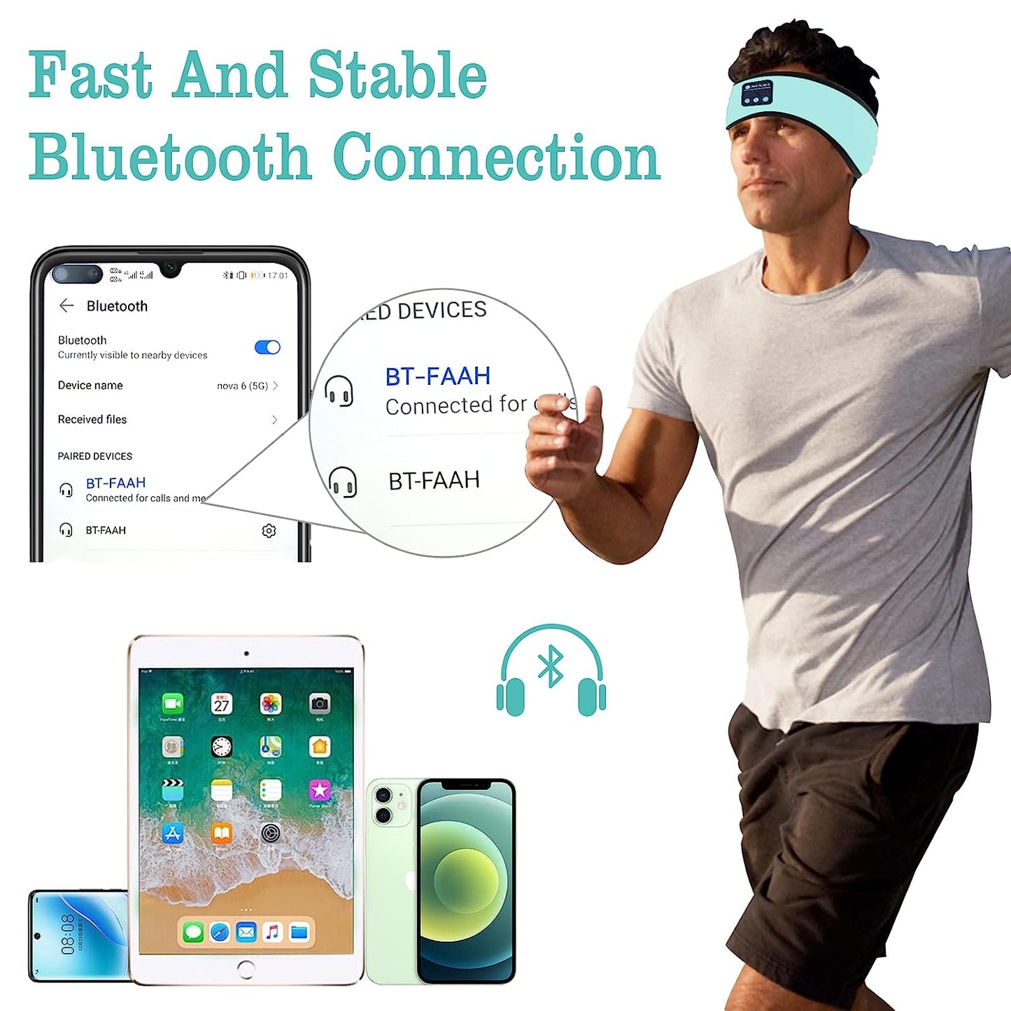 Wireless Sports Headband Headphones with Ultra-Thin HD Stereo Speakers for Comfortable Sleep, Running, Yoga, and Meditation