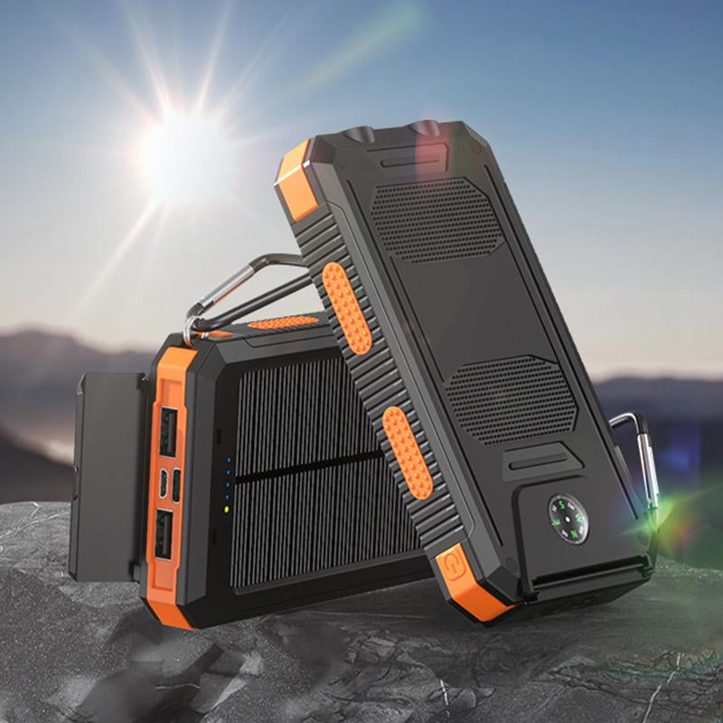 10000Mah Portable Charger Solar Power Bank Dual USB Output, Built-In Flashlight & Compass(Read the Instructions Carefully before Purchasing) Devices