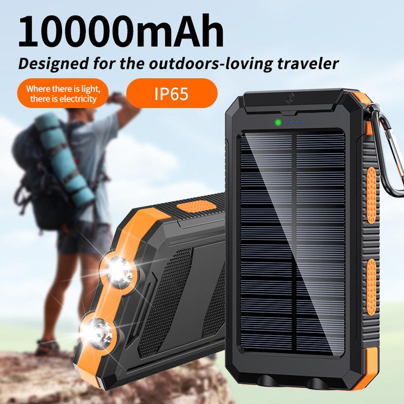 10000Mah Portable Charger Solar Power Bank Dual USB Output, Built-In Flashlight & Compass(Read the Instructions Carefully before Purchasing) Devices