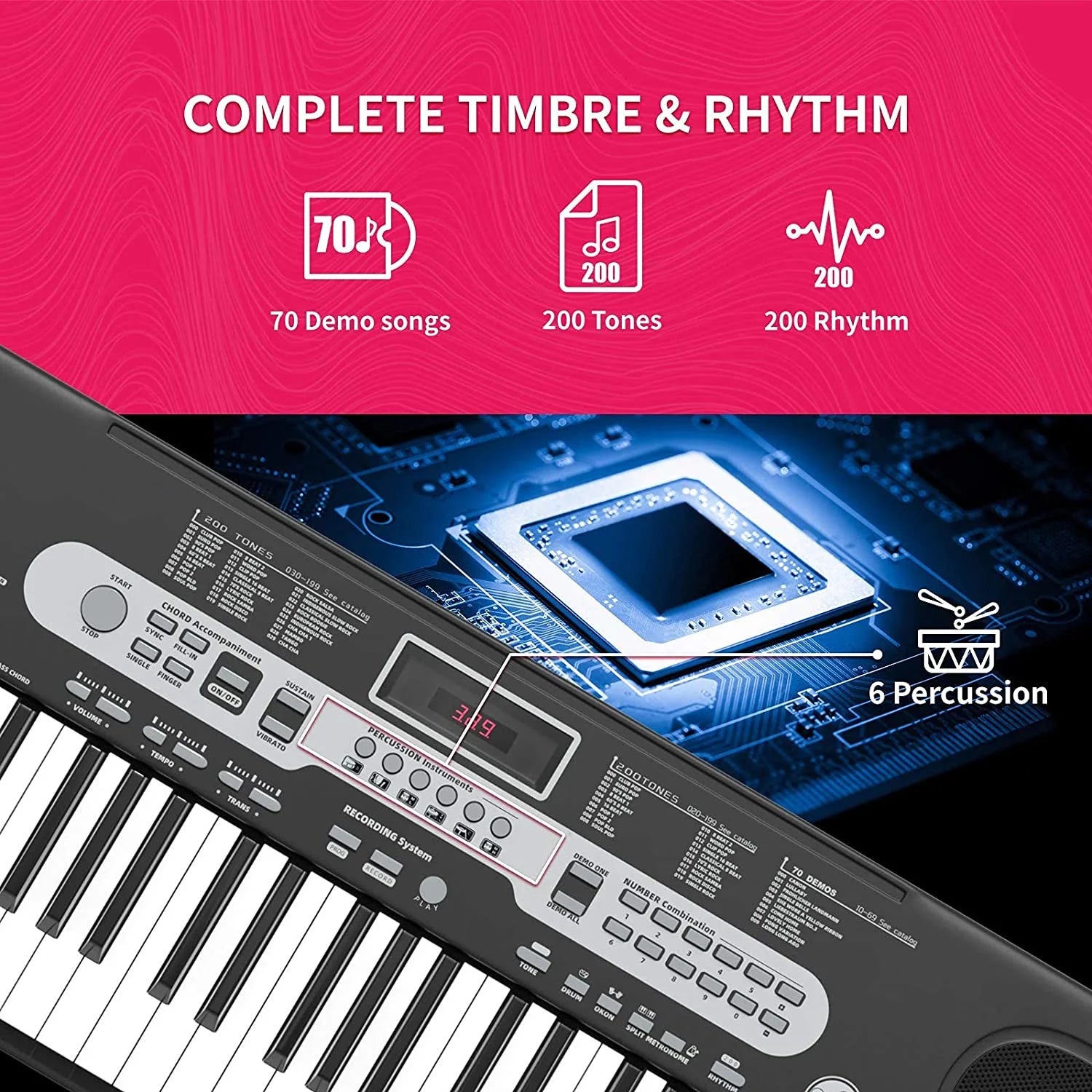 61 Key Piano Keyboard Portable Electric Keyboard with Microphone