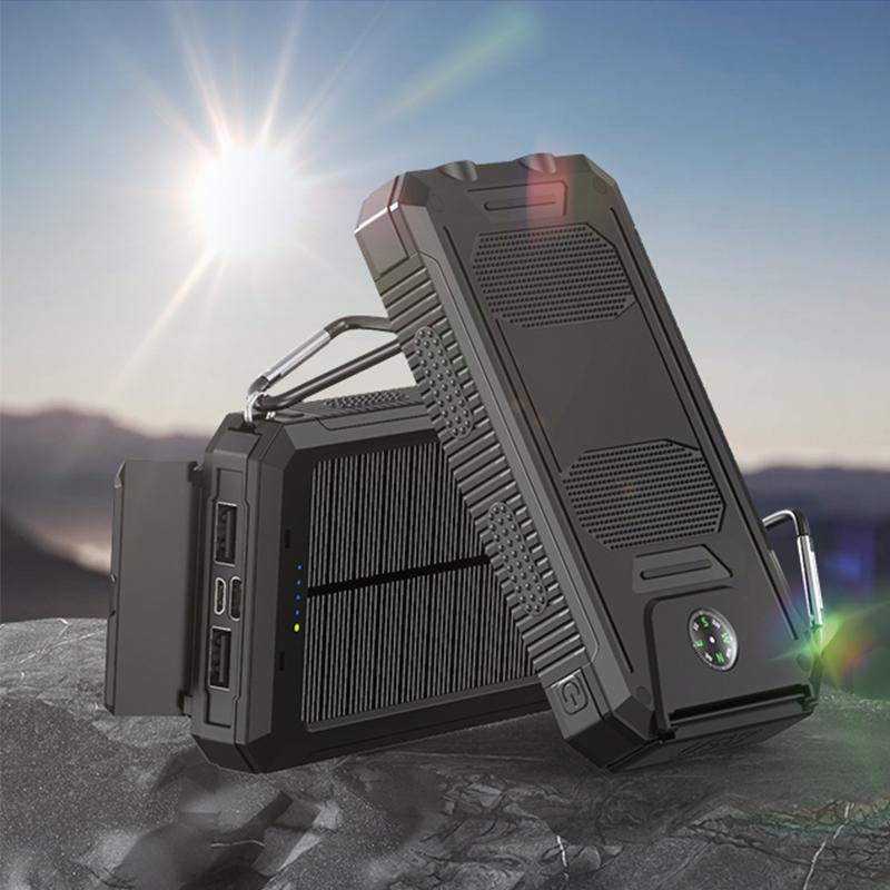 10000Mah Portable Charger Solar Power Bank Dual USB Output, Built-In Flashlight & Compass(Read the Instructions Carefully before Purchasing) Devices