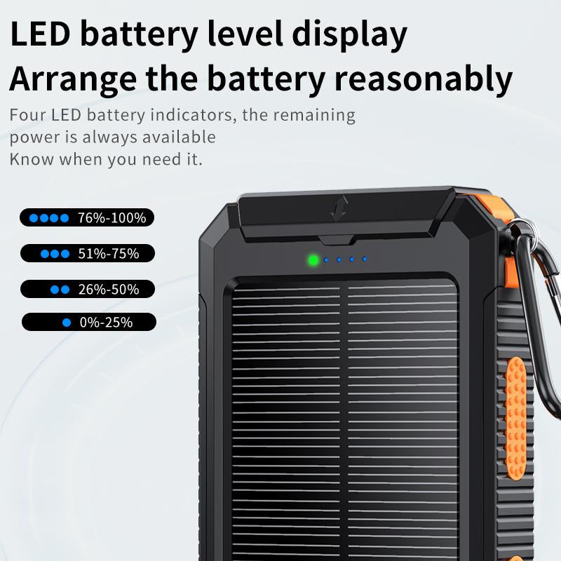 10000Mah Portable Charger Solar Power Bank Dual USB Output, Built-In Flashlight & Compass(Read the Instructions Carefully before Purchasing) Devices