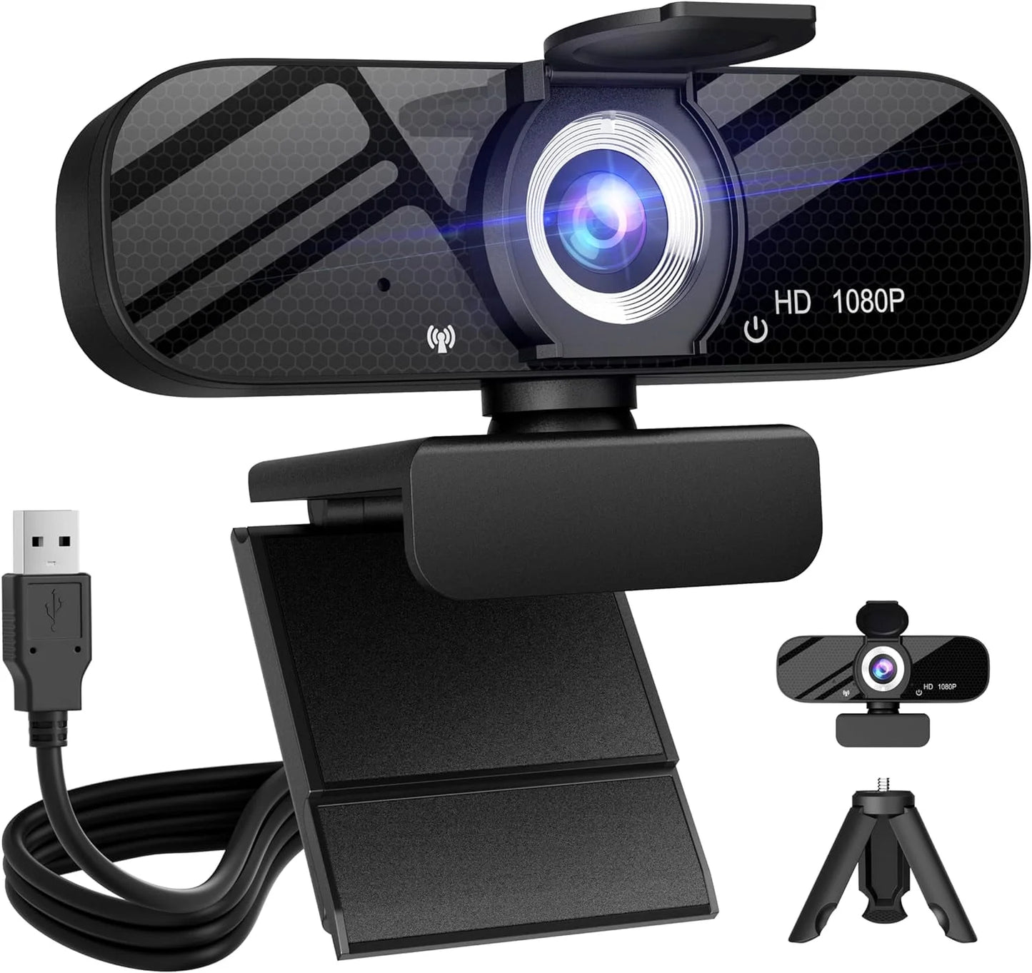 1440P HD Webcam with Microphone, Streaming Computer Web Camera USB PC Desktop Laptop Webcam with Stand/Privacy Cover/Tripod Stand, Autofocus, Noise Reduction for Video Calling/Zoom/Meeting