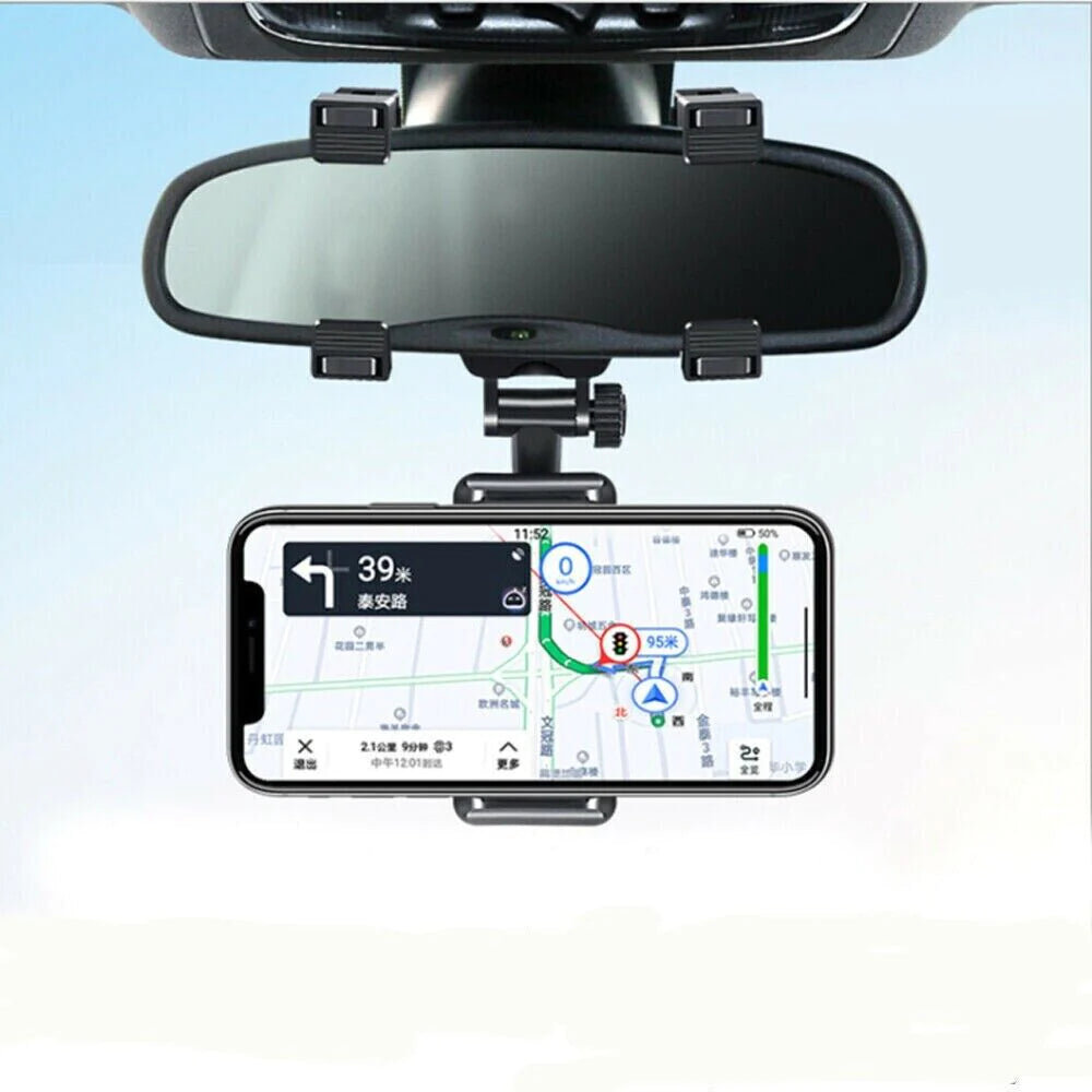 Universal 360 Rotation Car Rear View Mirror Mount Stand GPS Cell Phone Holder US