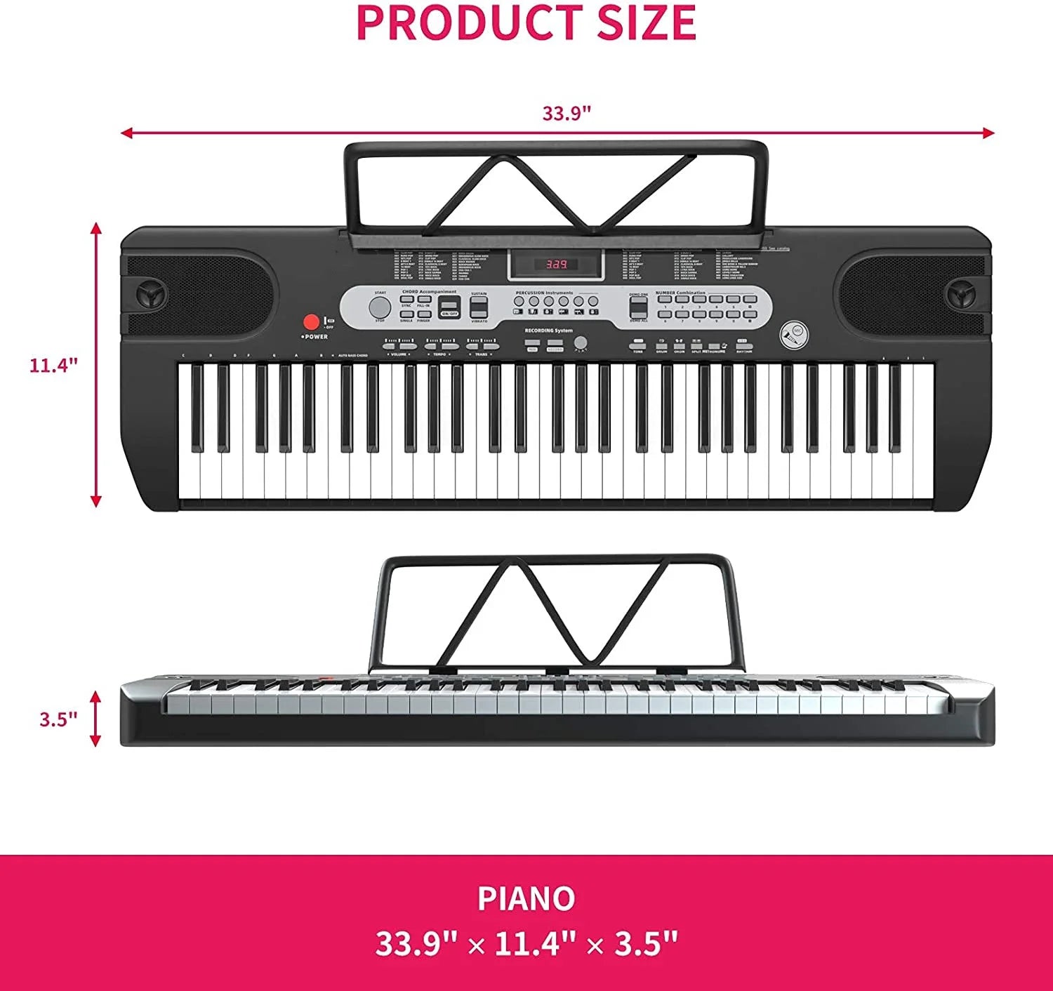 61 Key Piano Keyboard Portable Electric Keyboard with Microphone